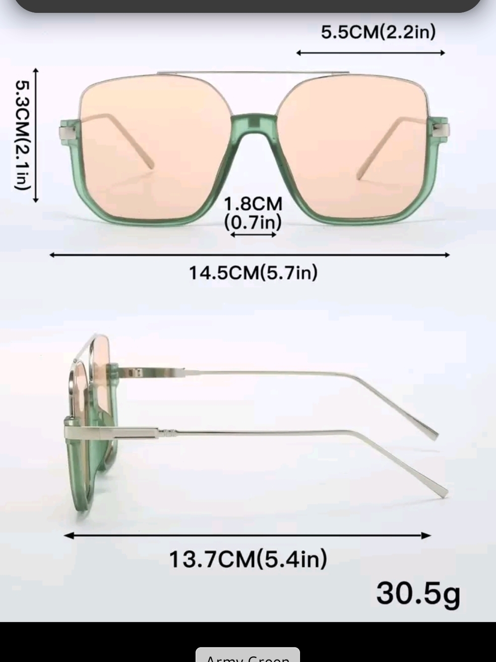 SHEIN Green Frame Fashion glasses with Pink Lenses